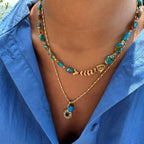 Balık Detaylı Turkuaz Doğal Taş Kolye