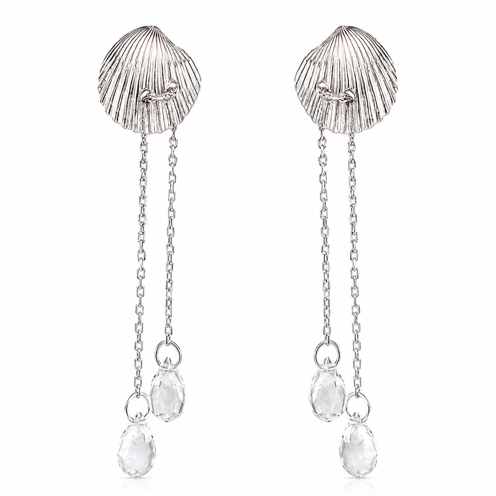 Sea Shell Ohrringe mit Steinen baumelnd