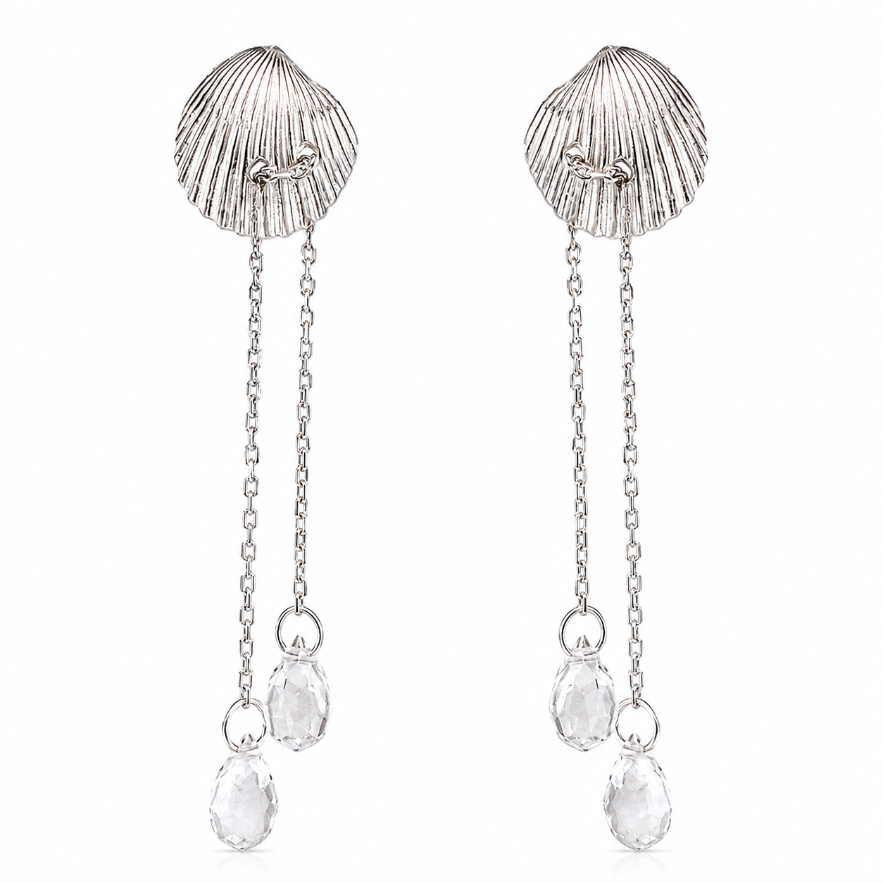 Sea Shell Ohrringe mit Steinen baumelnd