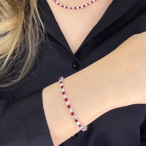 Three MM Burgundy Stone Tennis Bracelet
