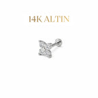 14K Yonca Taşlı Piercing