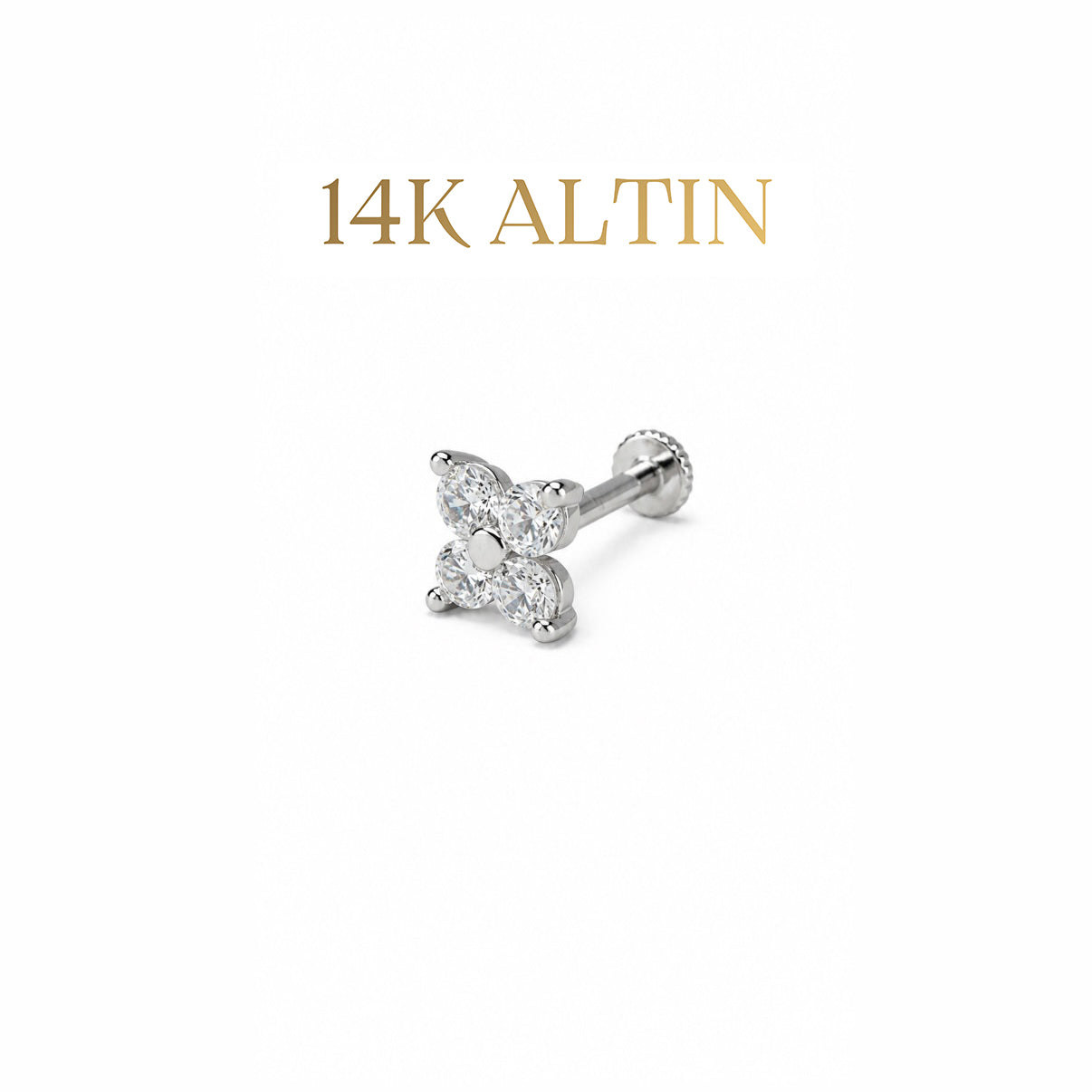 14K Yonca Taşlı Piercing