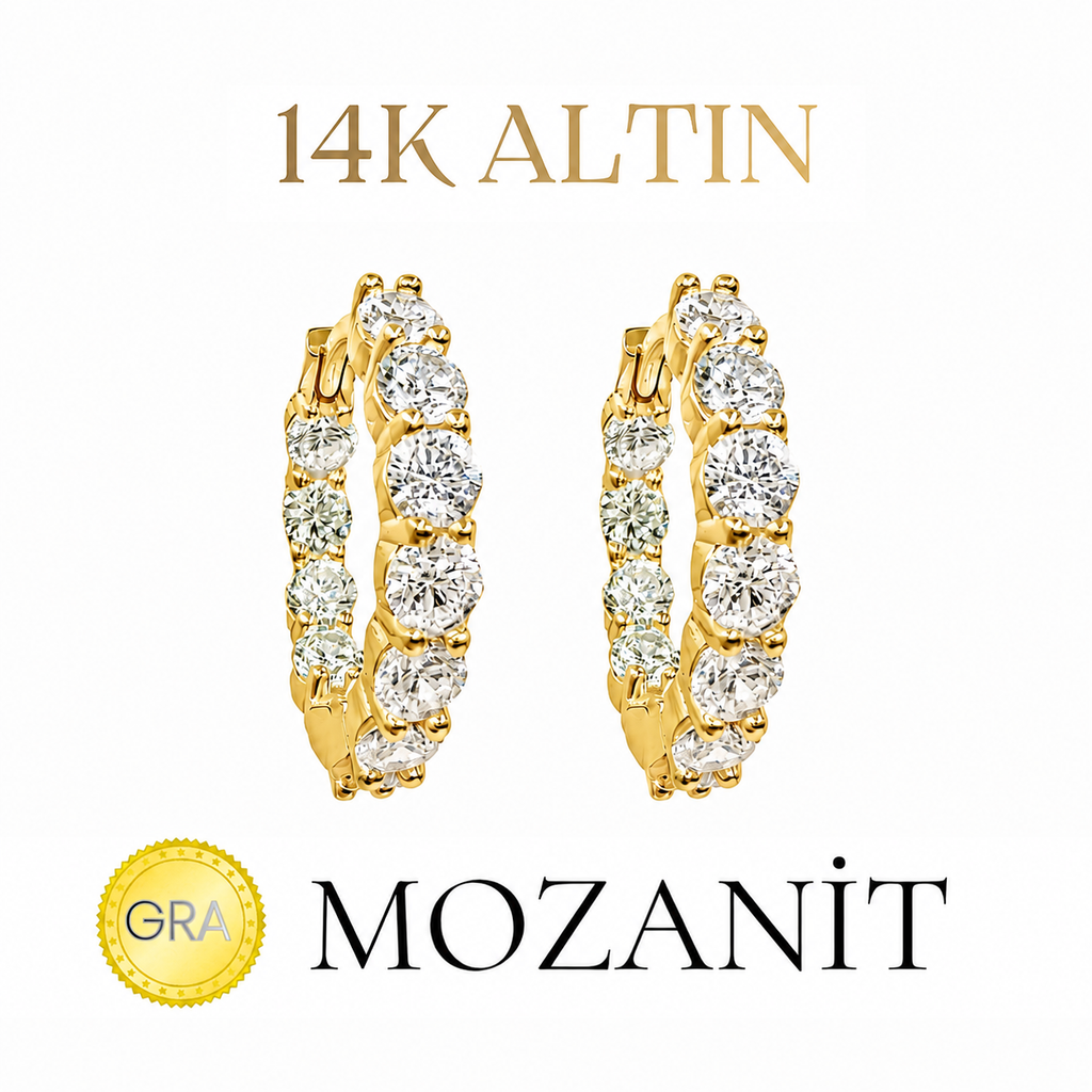 14K Mozanit Küçük Boy Halka Küpe