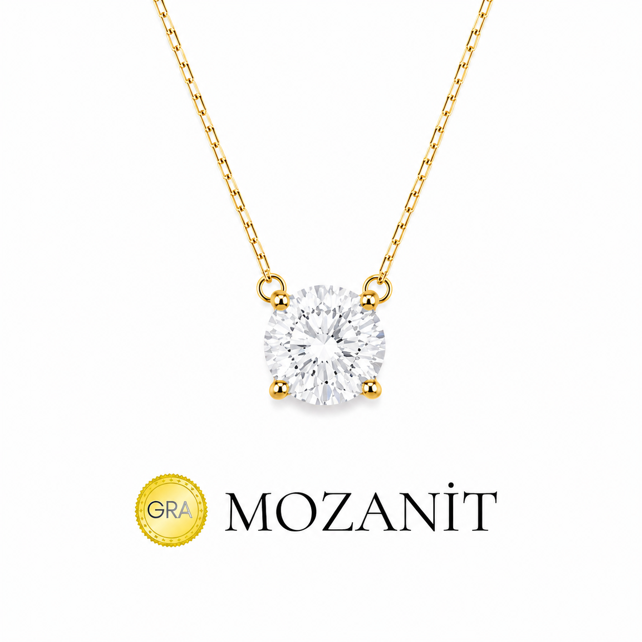 8 mm Mozanit Tektaş Kolye