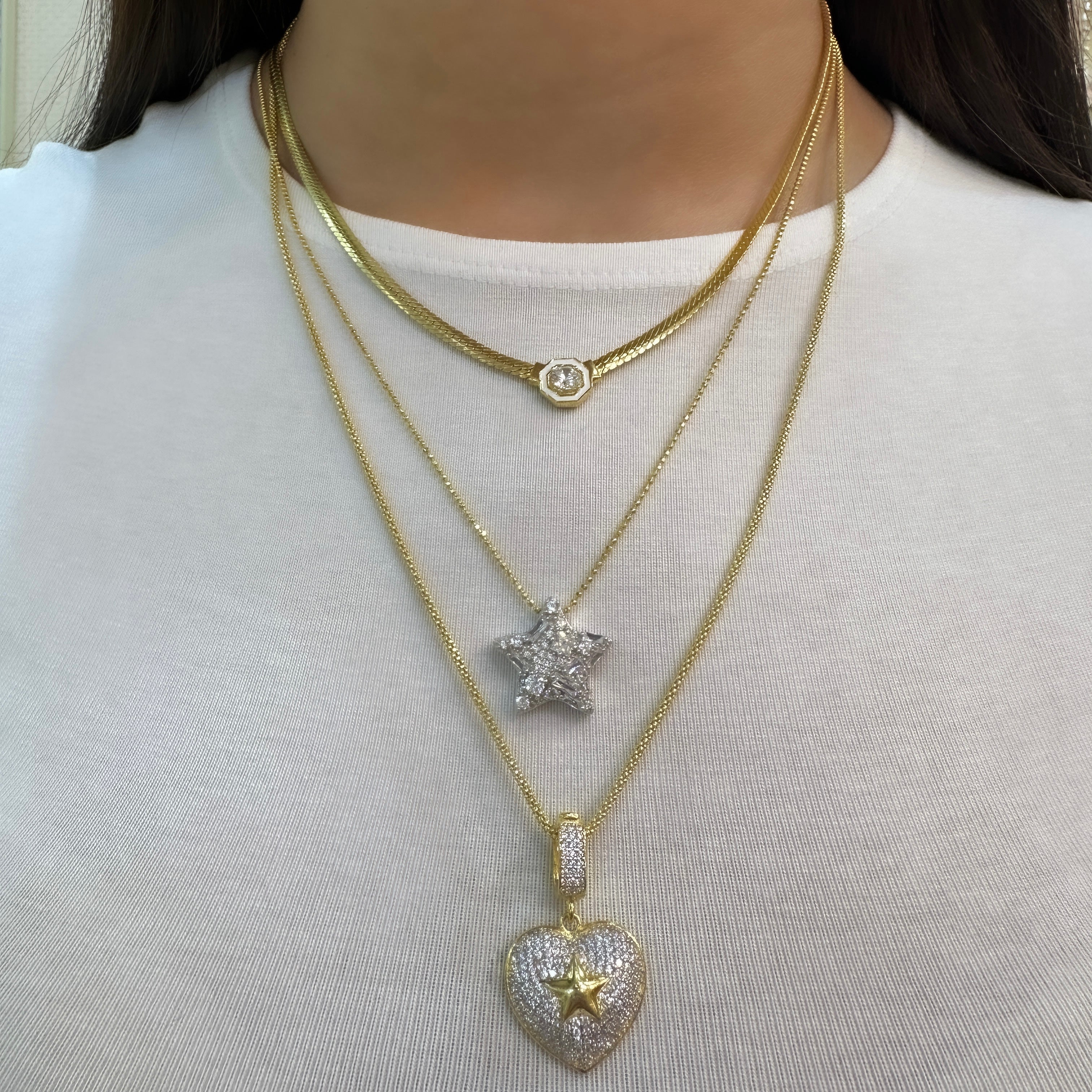 Ortası Yıldızlı Kalp Kolye Ucu / Charm