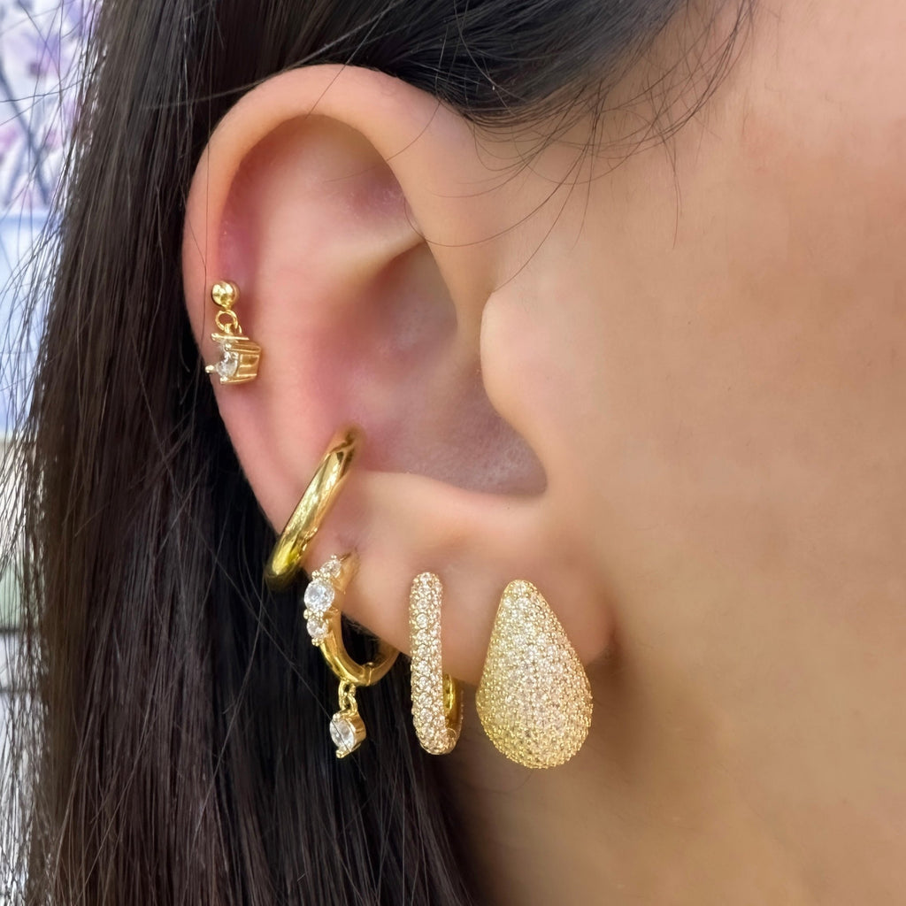 Small Size Stone Pear Earrings