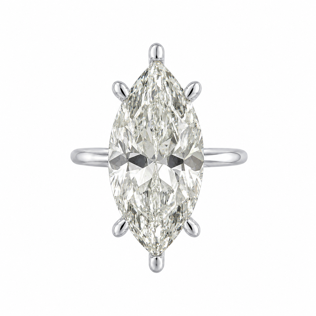 G-Color Stone Set Long Marquise Solitaire Ring