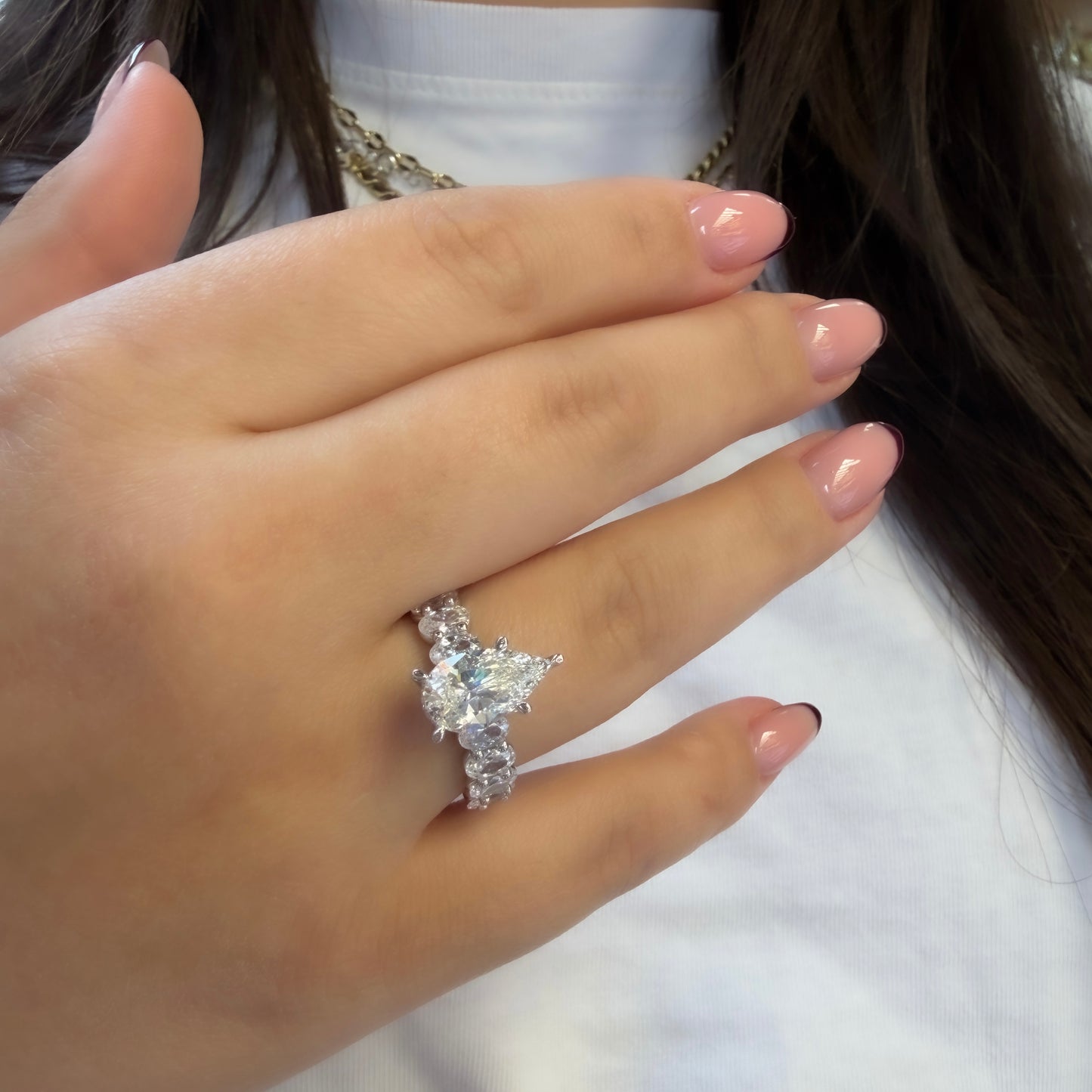 Damla Taşlı Kolu Oval G-Color Yüzük