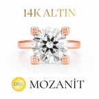 14K Four Carat Moissanite Solitaire Ring