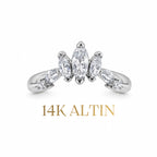 14K Markiz Taşlı Stacking Yüzük