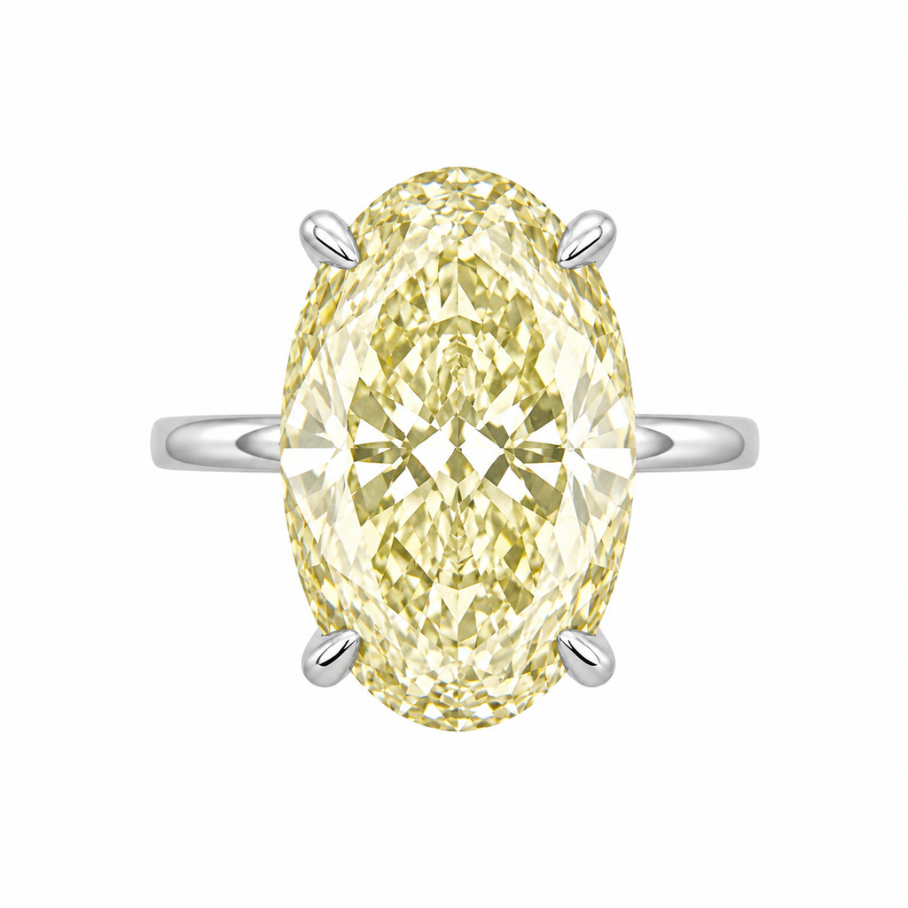 Gelber Ice-Cut-Ring mit ovalem Schliff