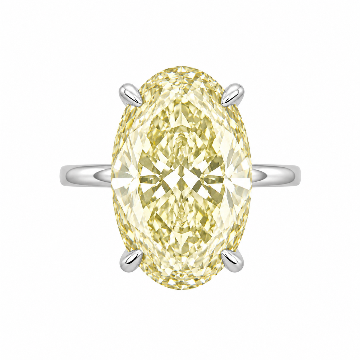 Sarı Ice Cut Taşlı Oval Kesim Yüzük