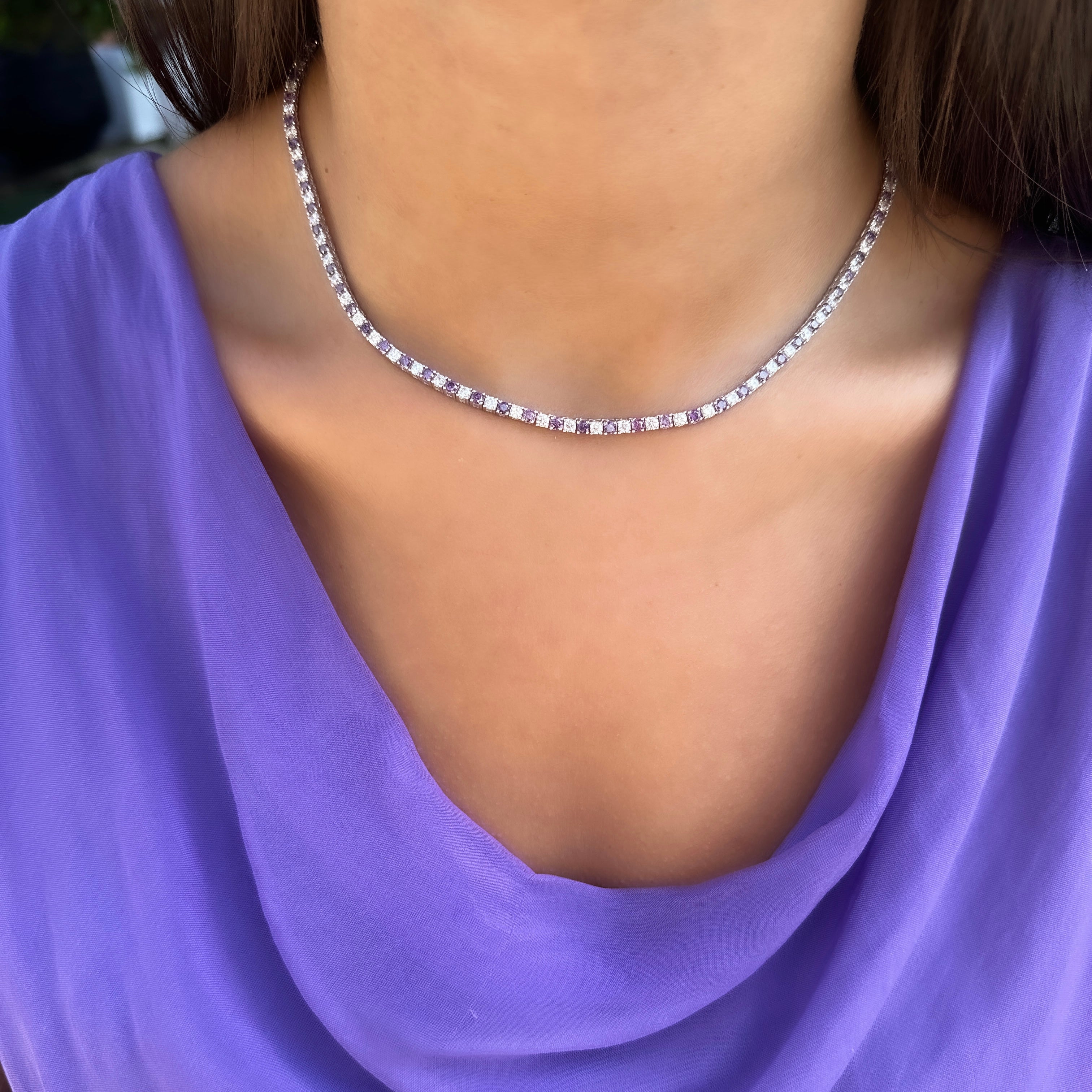 İki buçuk mm Mor Taşlı Suyolu Kolye