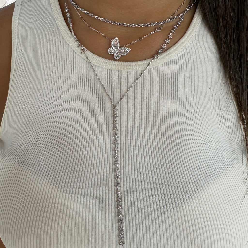 Baguette Stone Butterfly Necklace
