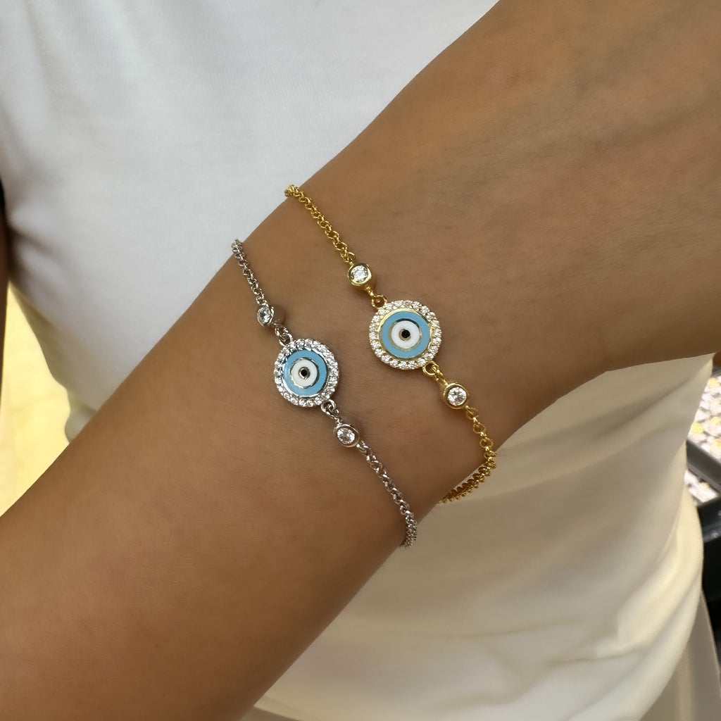 Blaues Emaille-Stein-Evil-Eye-Armband