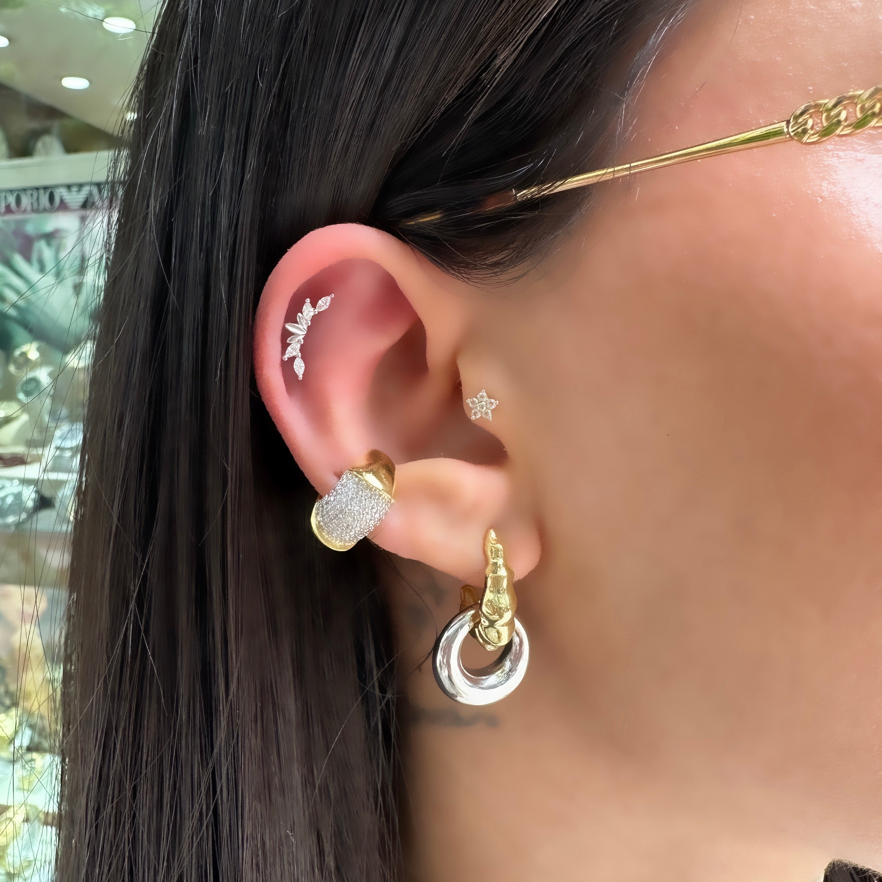 Two Tone Circle Küpe