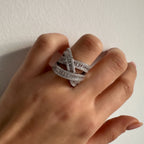 Baguette Stone Crossover Ring