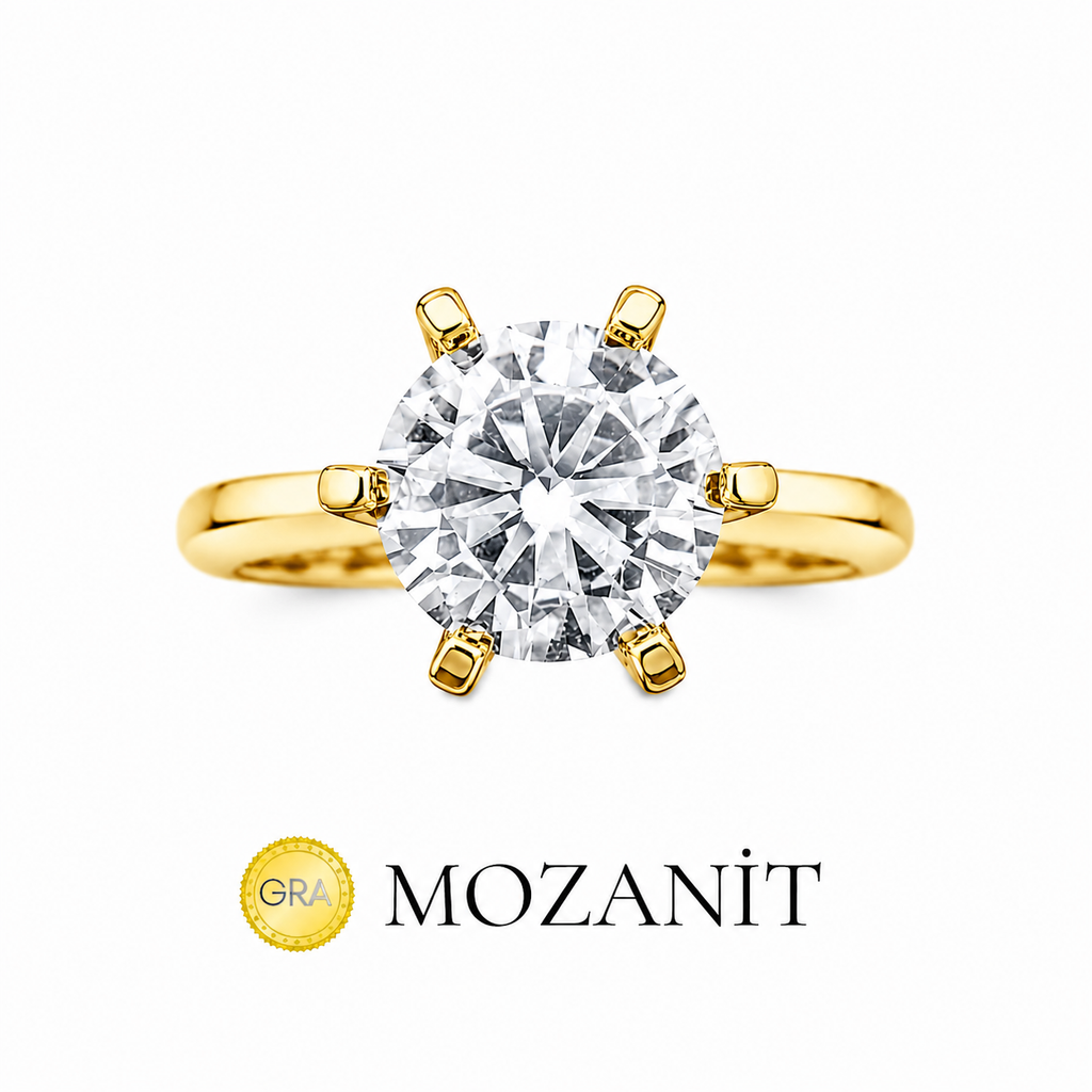 İki Karat Altı Tırnak Mozanit Tektaş Yüzük