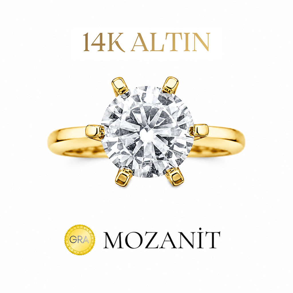 14K Zwei Karat Sechs-Krappen-Moissanit-Solitärring