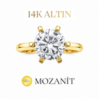 14K Two Carat Under Six-Prong Moissanite Solitaire Ring