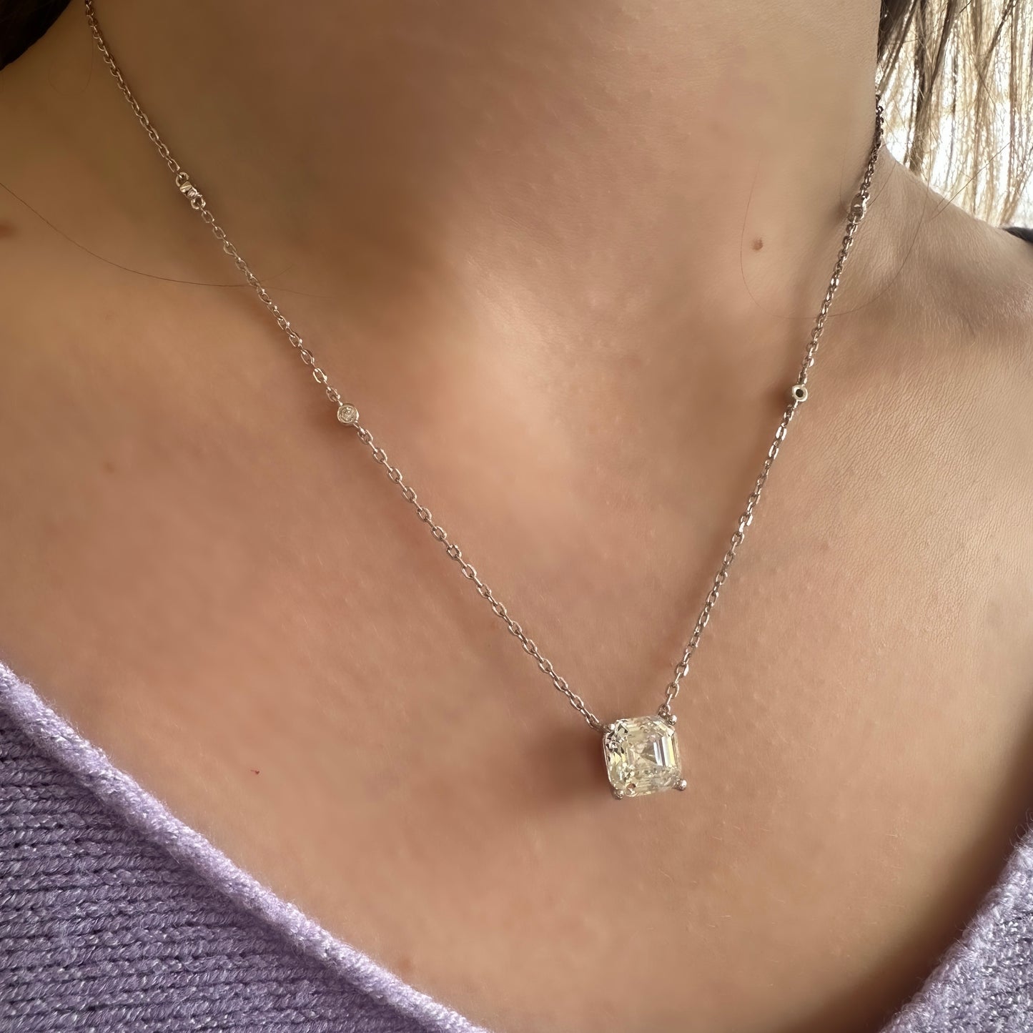 Square Stone Moissanite Necklace