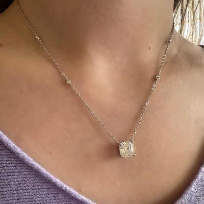 Square Stone Moissanite Necklace