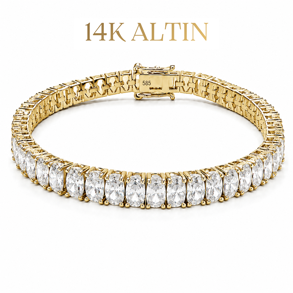 14K Oval Suyolu Bileklik