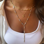 Karışık Taşlı Ataç Zincirli Y Kolye