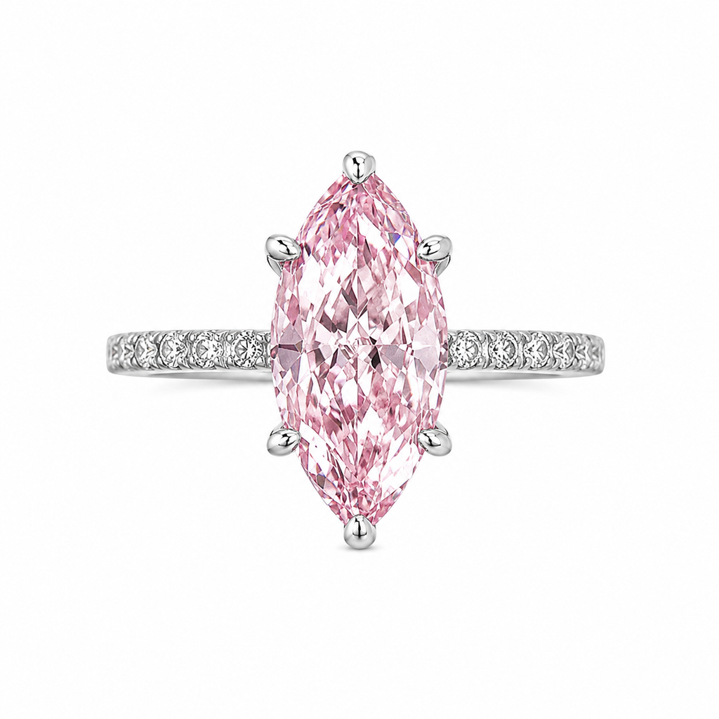 Ice Cut Pink Stone-Embellished Marquise Ring