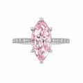 Ice Cut Pembe Yanları Taşlı Markiz Yüzük