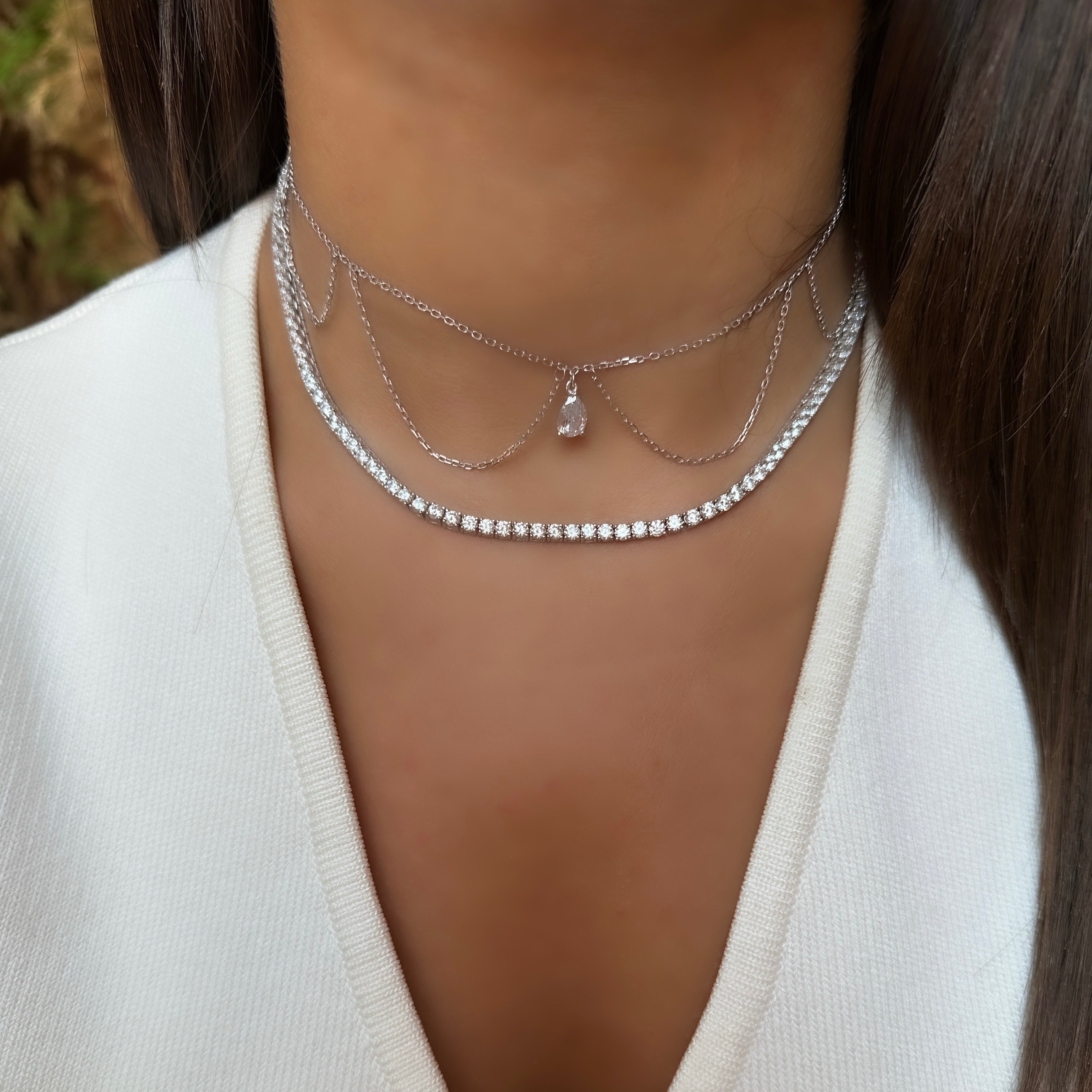 Damla Sallantılı Designer Choker Kolye