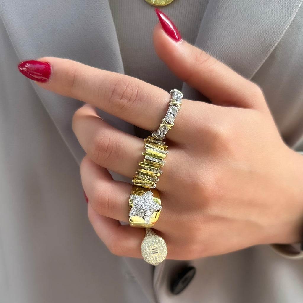 Karışık Taşlı Yıldız Yüzük