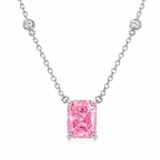 Rosa Eiskristall-Quadrat-Schliff Halskette