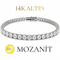 14K Beş mm Mozanit Suyolu Bileklik