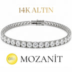 14K Beş mm Mozanit Suyolu Bileklik