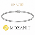 14K İki Buçuk mm Mozanit Suyolu Bileklik