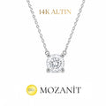14K Mozanit İki Karat Tektaş Kolye