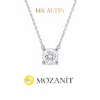 14K Mozanit İki Karat Tektaş Kolye