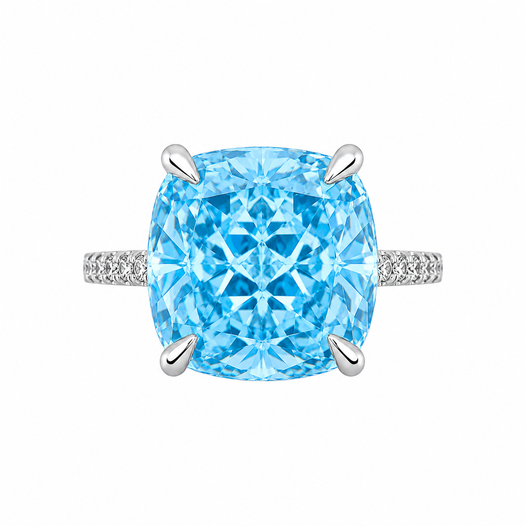 Square Blue Stone Ice Cut Ring