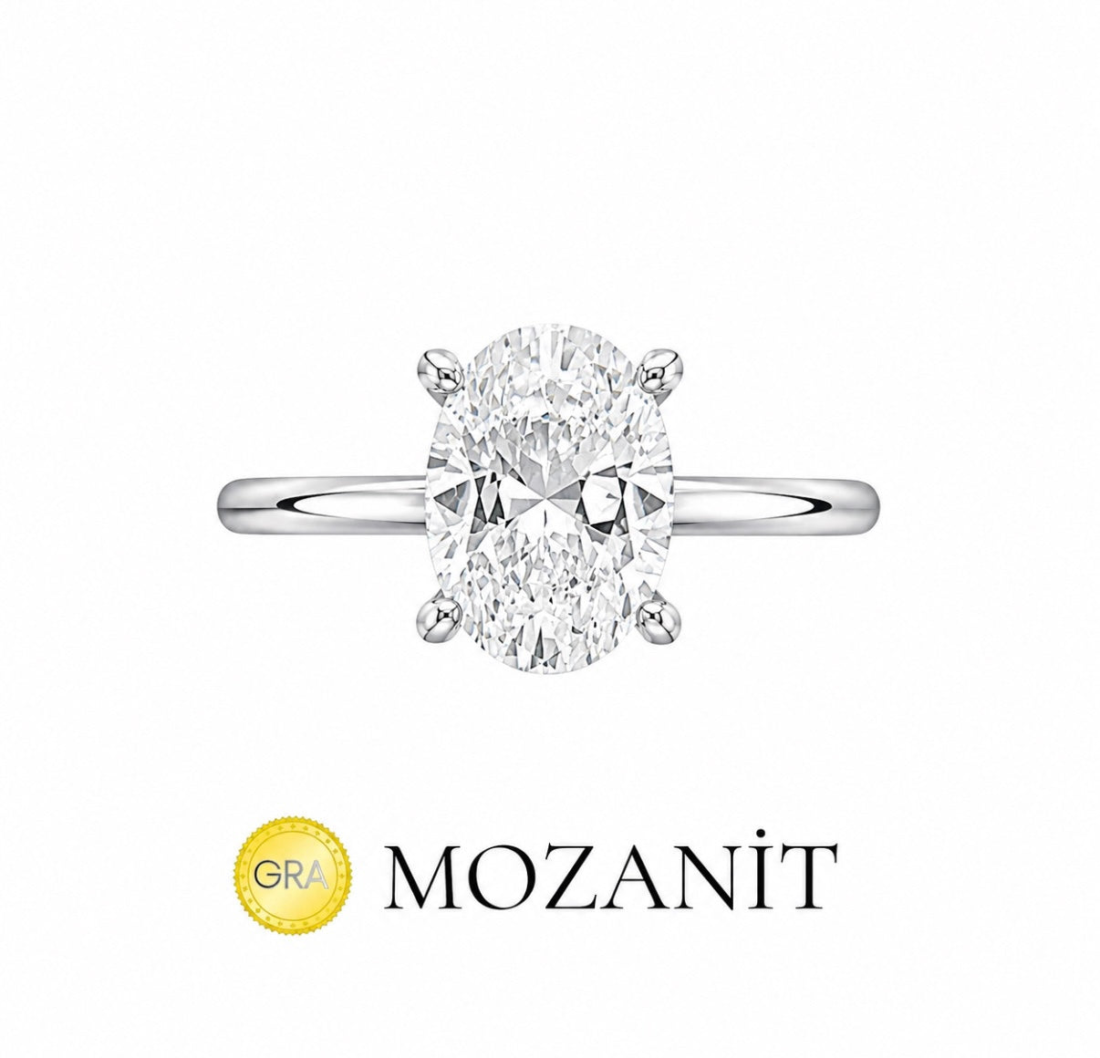 Ein ovaler Moissanit-Ring mit 1 Karat