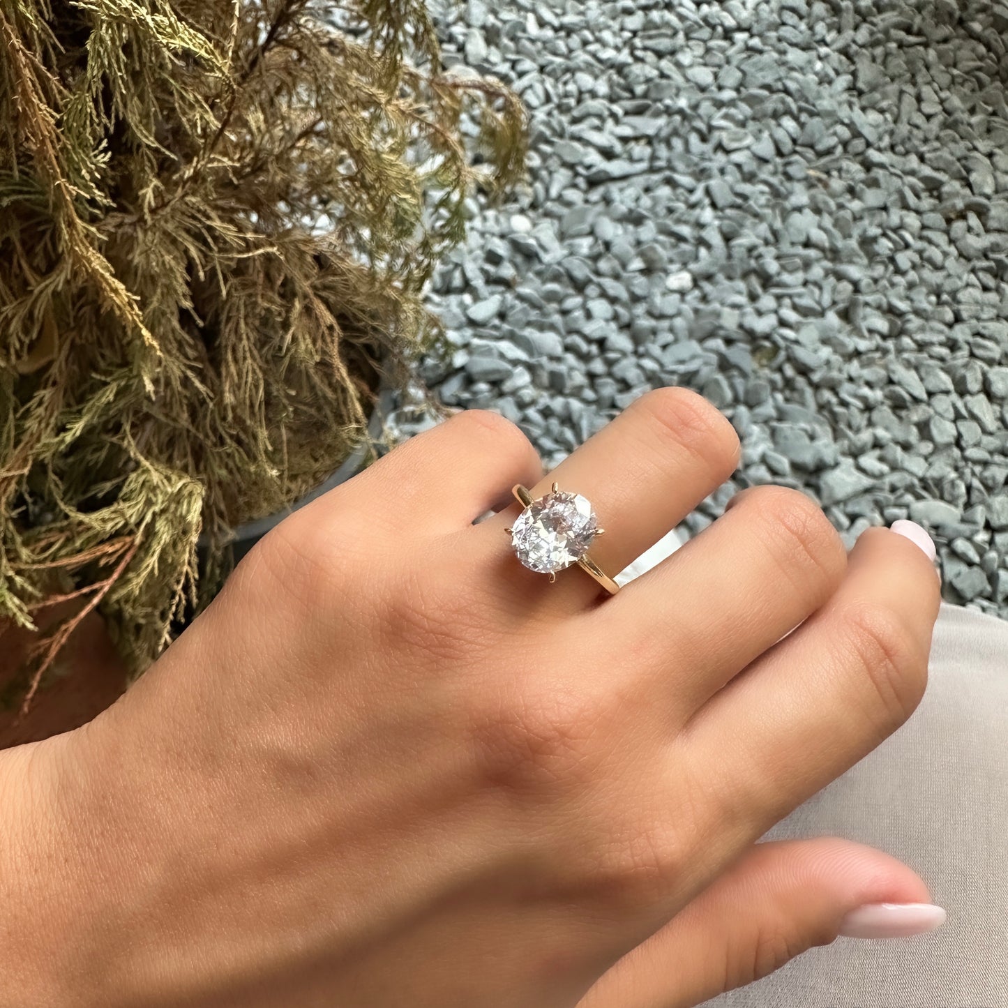 14K Dört Karat Oval Yüzük