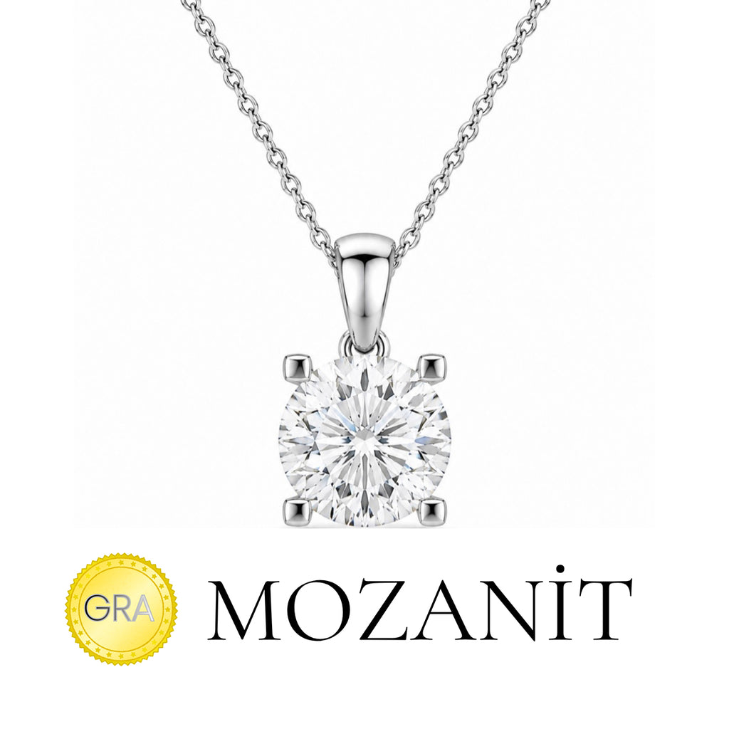Mozanit Bir Karat Tektaş Kolye