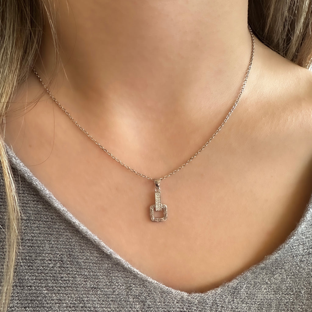 Paperclip Pendant Stone Necklace