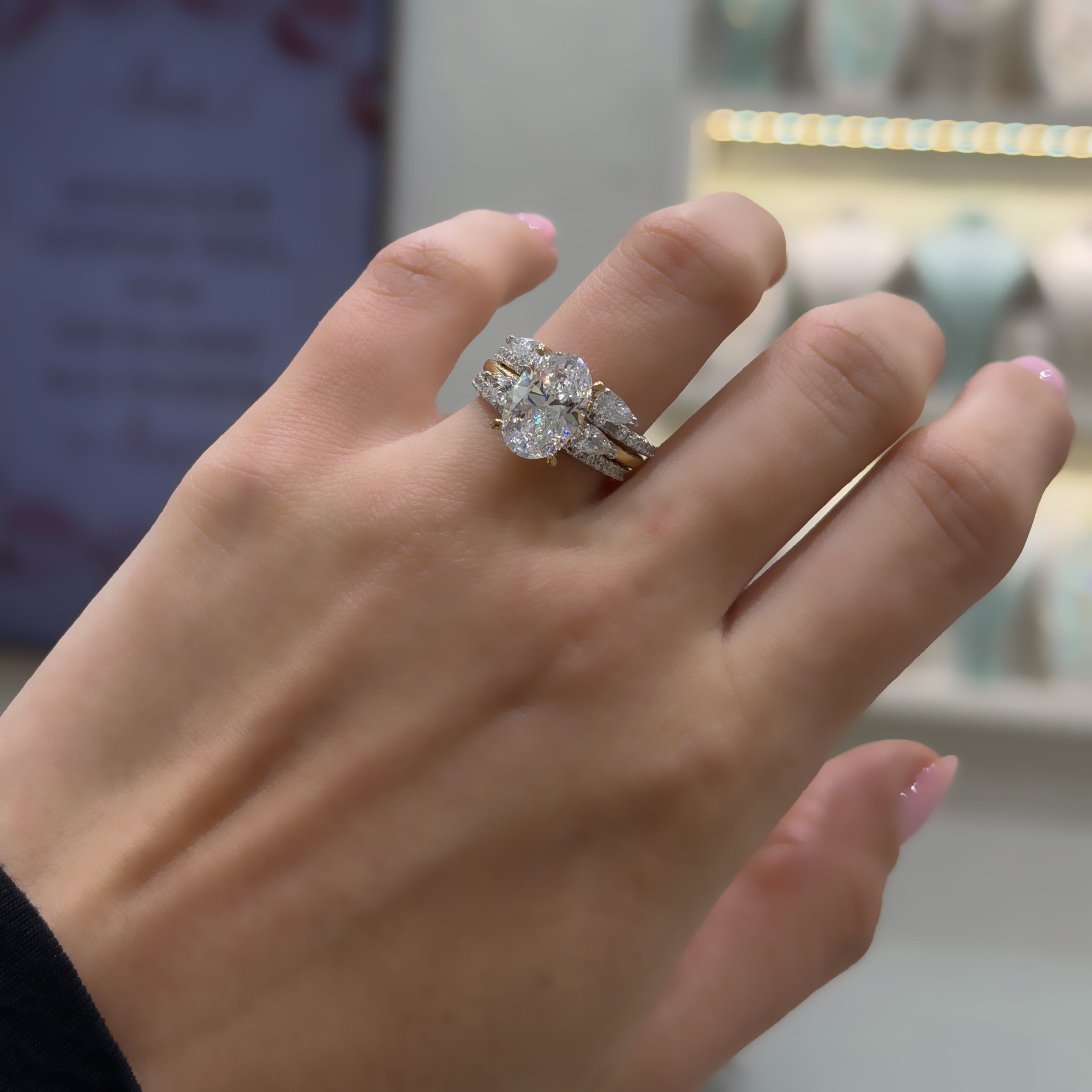14K Damla Taşlı Stacking Yüzük