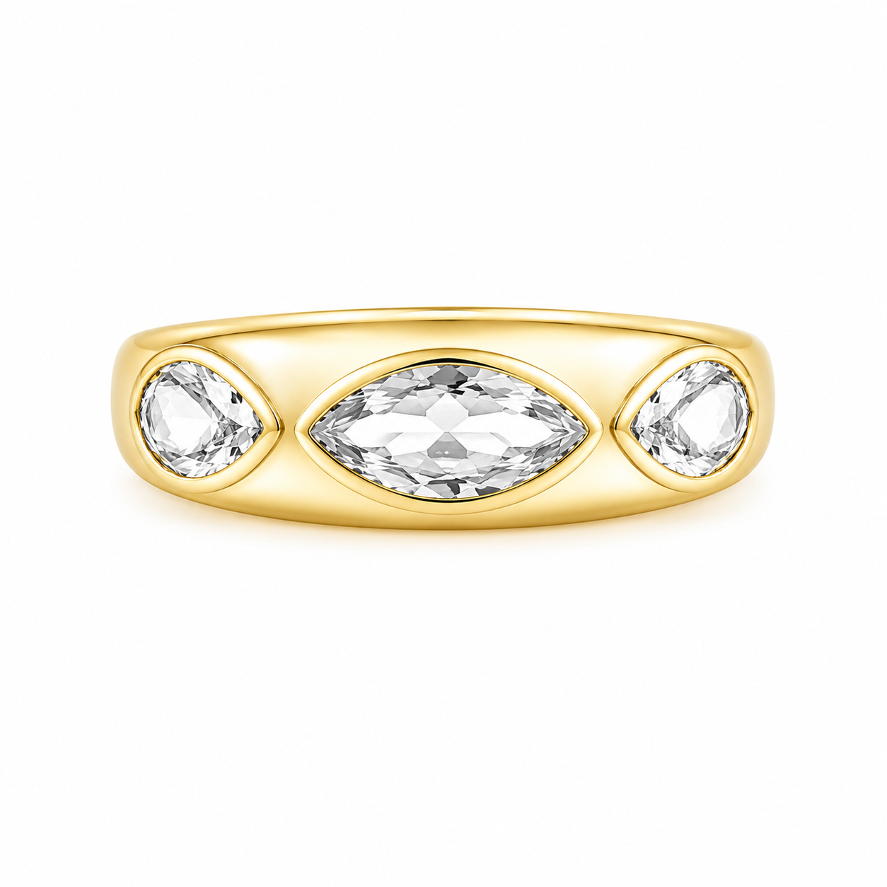Ring mit ovalen Steinen und gewölbten Details