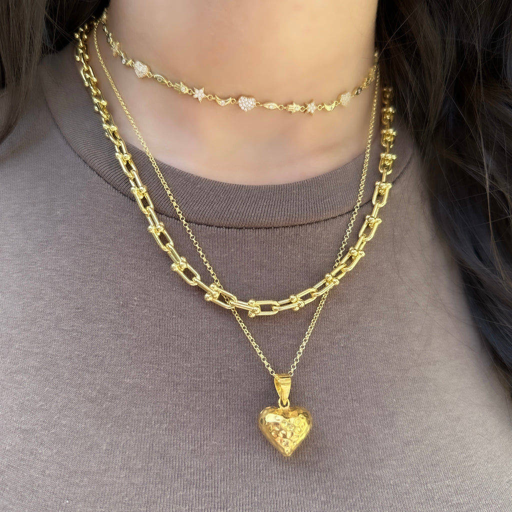 Bella Figürlü Sıralı Kalp Kolye