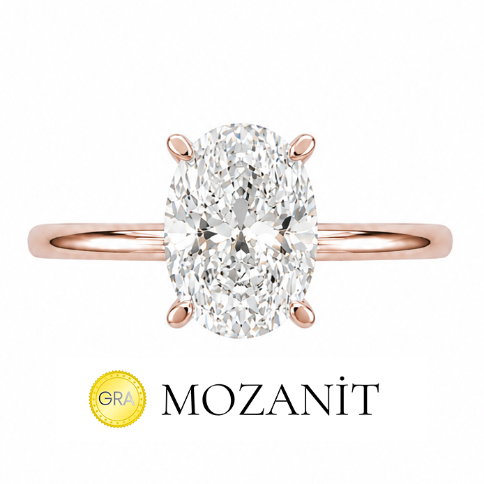 İki Karat Mozanit Oval Yüzük