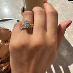 14K İki Karat Mozanit Oval Yüzük