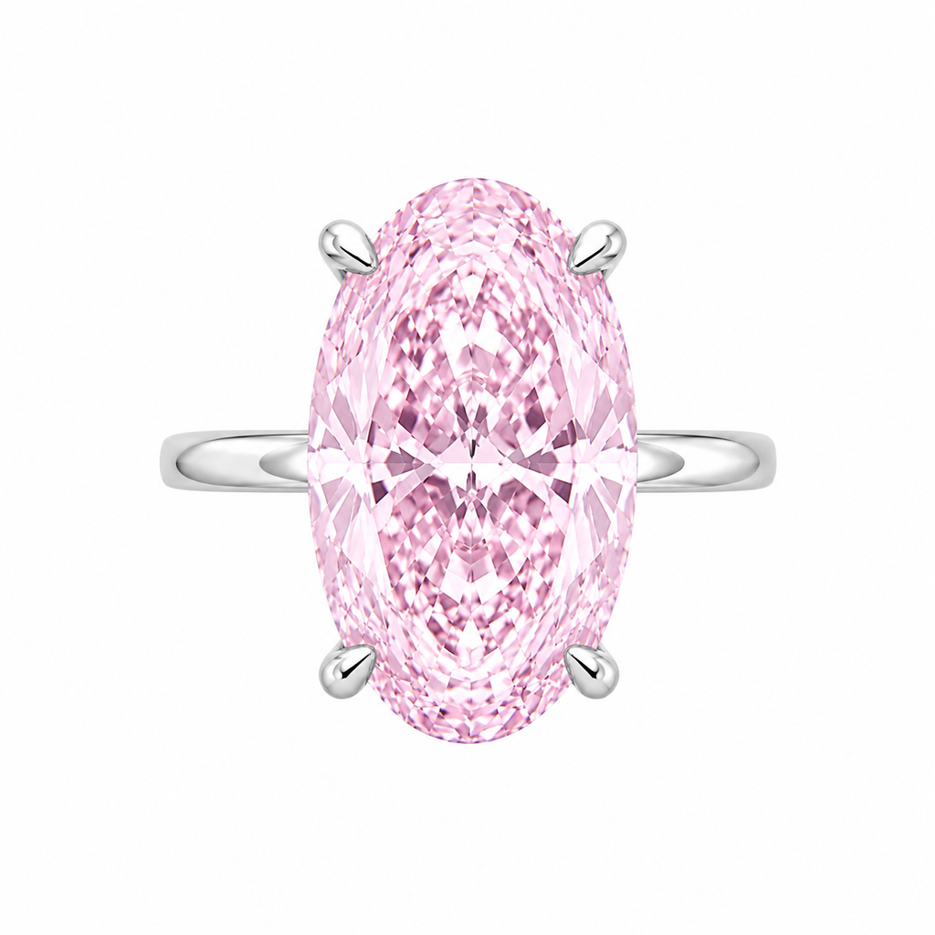 Rosa Ice Cut Stein Ring mit Ovalschliff