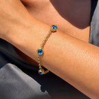 14K Dörtlü Nazar Hollow Bileklik